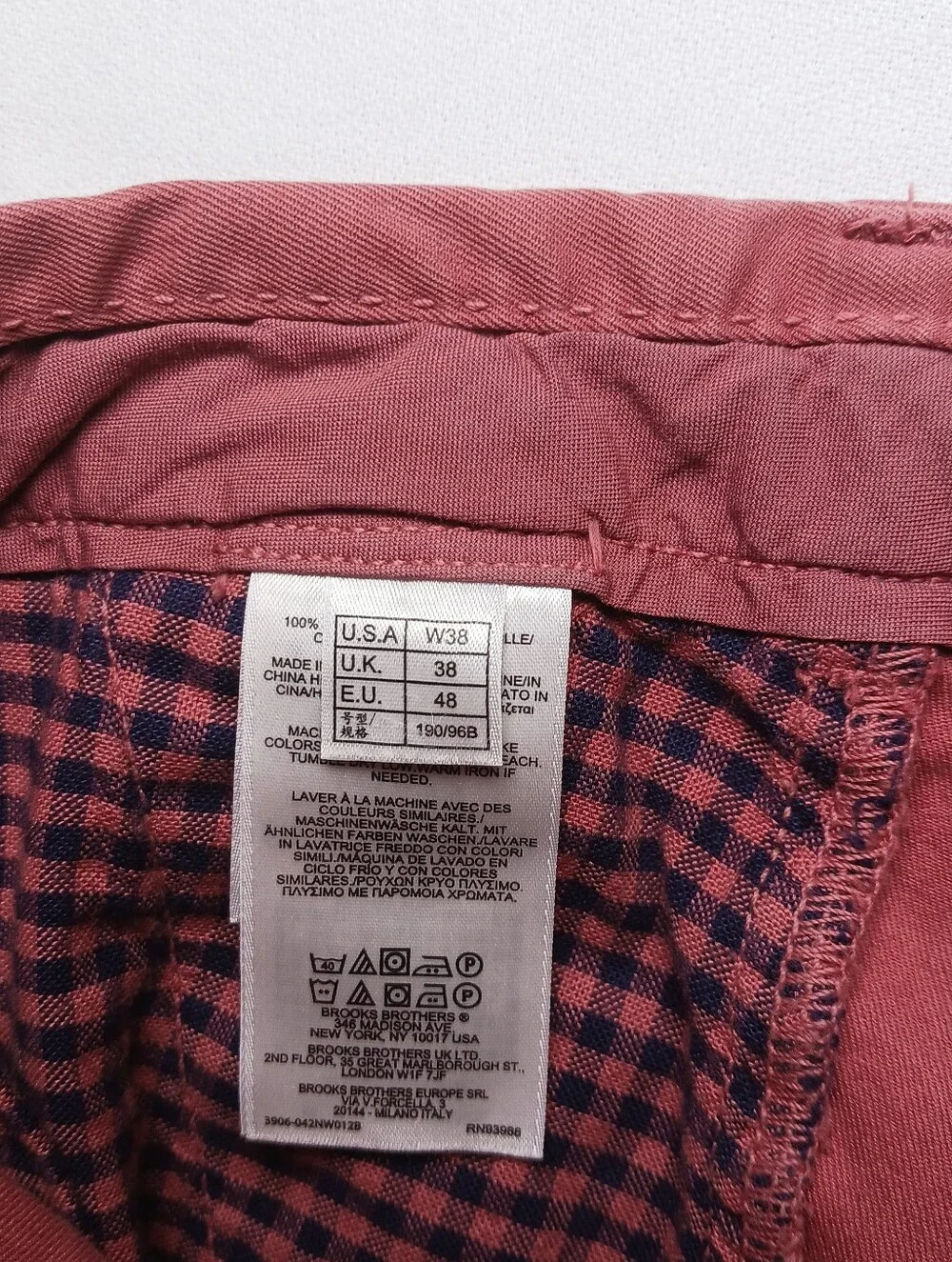 Brooks Brothers Mens Cotton Twill Bermuda Shorts Size 38 Coral 9.5